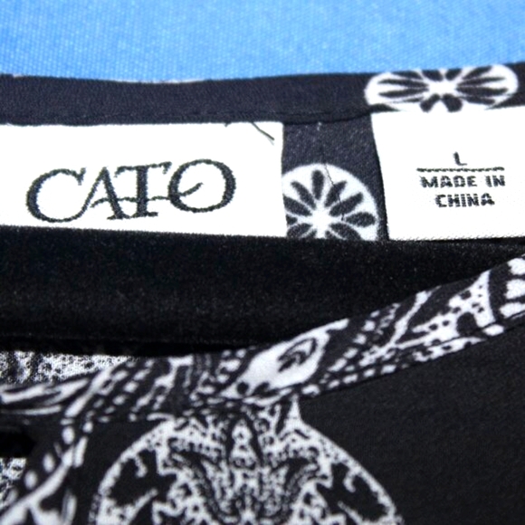 Cato Medallion Print Tunic Dress Black White Large - Picture 3 of 8